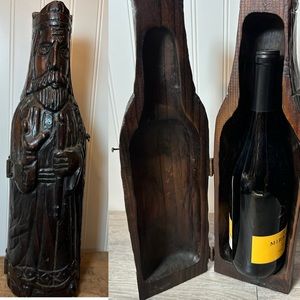 Vintage Wooden Chess Bishop Liquor/Wine Holder
